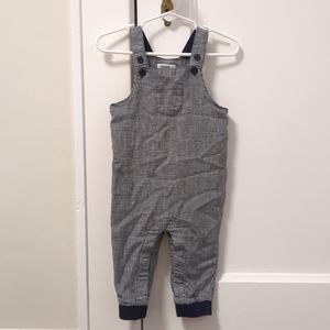 EUC Janie and Jack Navy Blue and White Houndstooth Overalls